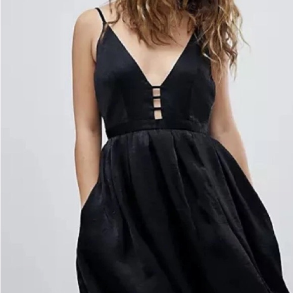 Free People Womens Gabby's Party All Night Satin Party Black Mini Dress - Picture 2 of 12